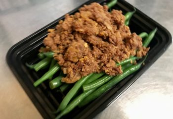 Grass Fed Ground Beef BBQ over Green Beans