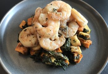 Herb Roasted Shrimp with Sweet Potato & Kale Hash
