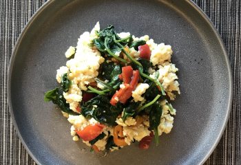 Cage Free Egg White Scramble with Spinach & Red Bell Peppers