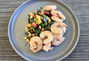 Herb Roasted Shrimp with Swiss Chard & Bell Pepper Sauté