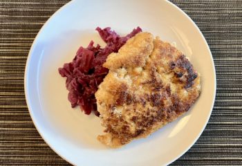 Pork Schnitzel with Braised Red Cabbage & Green Apples